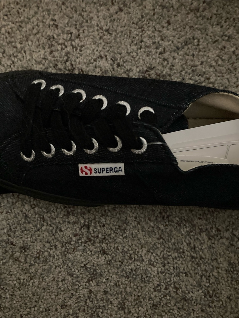 Superga Black Canvas Lace-Up Sneakers